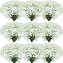 Janinka 100 Pcs Baby Breath Artificial Flowers Bulk Artificial Baby Breath Gypsophila Flower 20.8 Inch Real Touch Faux Gypsophila Bouquet Fake Floral Greenery for Wedding Party Decor (White)