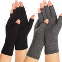 Zexhoor 2 Pairs Arthritis Compression Gloves for Women Men, Carpal Tunnel Pain Relief, Fingerless for Typing Both Hands, L