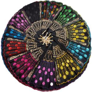 10 PCS Peacock Hand Fans, Spanish Folding Hand Fan, Vintage Dancing Party Fans,Summer Handheld Folding Fans for Women (Embroidered Peacock Tail Pattern)