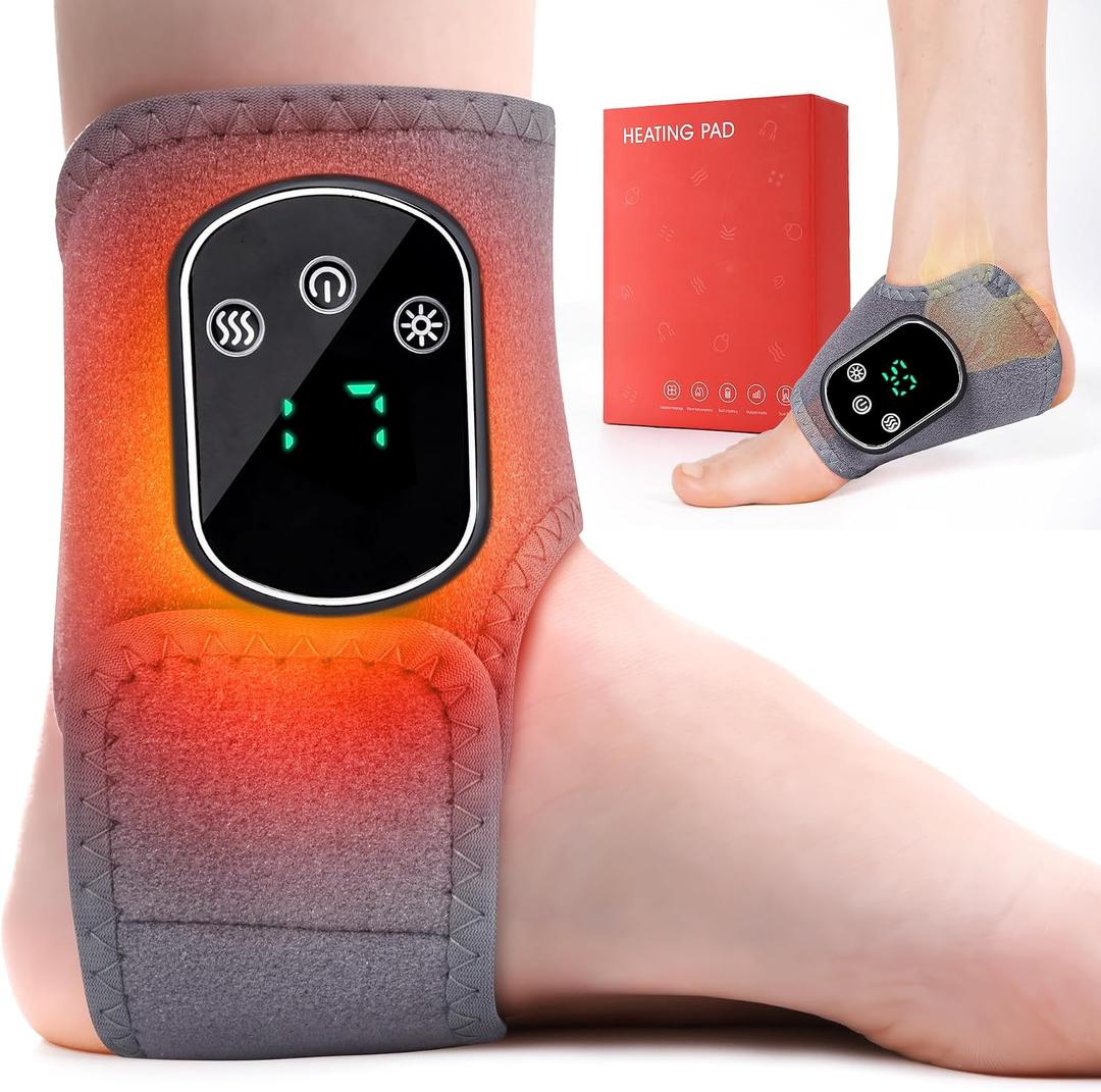 UOTT Foot and Ankle Massager, Foot Renew Triple Method Massager for Heel, Arch & Ankle Refresh, Adjustable Heat & Vibration Level, Portable and Easy to Use, Includes Extension Strap (1pcs)