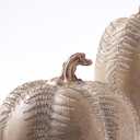 DN DECONATION 2-Pack Fall Pumpkin Decorations for Home, Faux Pumpkins for Decorating, Rustic Brown Resin Pumpkins Decor with Carved Leaves  Thanksgiving Table Centerpiece, Modern Farmhouse Fall Decor