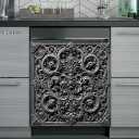 2D Flat Baroque Floral Dishwasher Magnetic Cover Strong Universal Panel Decal 23 x 26Inch Artistic Kitchen Appliance Magnet for Dishwasher Fridge Home Office Decor