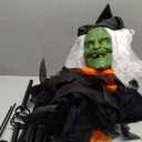 JOYIN 72 Halloween Hanging Witch Decorations Outdoor, Flying Talking Ghost Decor Light Up Eyes Sound Activated, Outside Indoor Haunted House Prop for Lawn Yard Garden, Purple