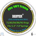 Trampoline Replacement Mat,Fits 14ft Round Frame,with 72 80 84 88 96 Rings for Choose,Fits 5.3-7 Inch Springs,10 Rows of Stitching,w/Pull Hook and Gloves,14ft Trampoline Mat