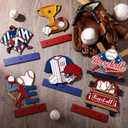 6 Pcs Baseball Party Table Decorations Baseball Wood Table Centerpieces Sports Wooden Sign Tabletop Decorations for Fans Club Sport Party Birthday Home School Desk Shelves Tiered Tray Decor