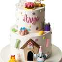 20pcs Dog Cake Decorations Kits Cake Topper Including Clay Puppy Dog Figurines Cakes and Resin Gift Box Bones and Macarons for Cute Pet Theme Birthday Party Supplies