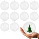 Clear Plastic Fillable Ornaments for Crafts 80mm Christmas Ornaments Balls, Acrylic DIY Ornaments Christmas Tree Decorations, Hanging Decoration (Clear Fillable Balls 80mm)
