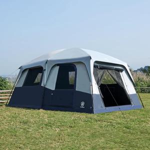 EVER ADVANCED 10 Person Camping Blackout Design Tent, Multi Room Tent for Family, Large Tents with Rainfly and Carry Bag, 2 Doors, Water-Resistant, Navy