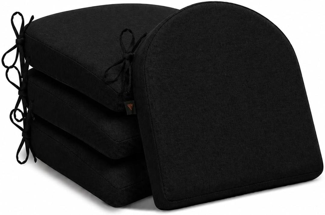 2.5" Memory Foam Dining Chair Cushions 17'' x 16'' Set of 4, Black, 4 Count