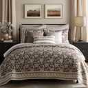 Levtex Home Adare Cocoa Reversible King/Cal King Quilt Set (106x92in) and 2 Pillow Shams (36x20in) - Floral Bedding - Brown Cream - Cotton King Size Quilt Bedding Set - Lightweight, Soft, Pre-Washed