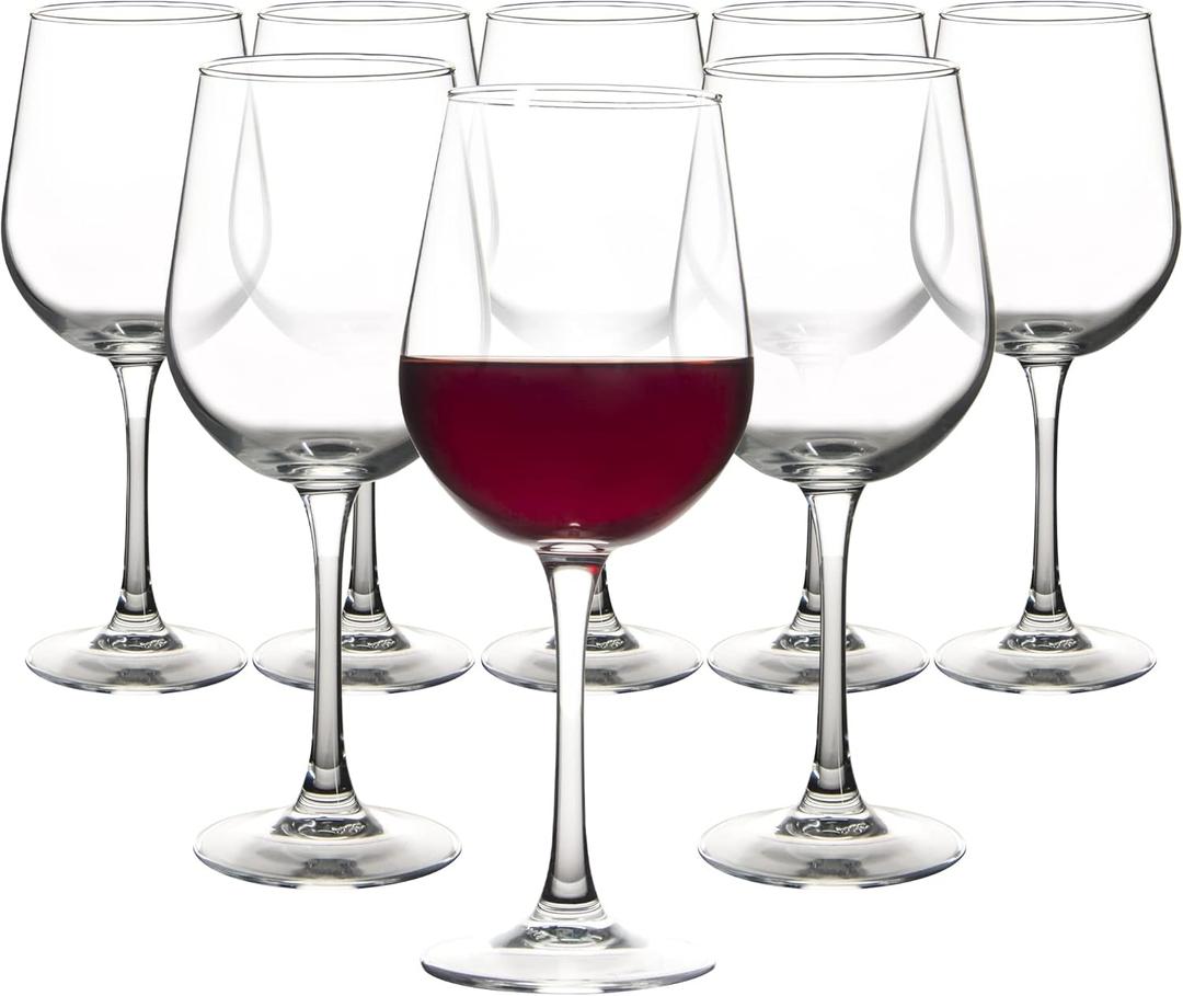 Elegant 15 oz Tempered Red Wine Glasses Set of 8 for Special Occasions, Stylish and Durable