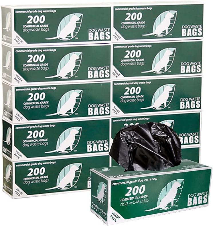 2,000 Commercial Grade Dog Waste Station Refill Roll Bags - (Most Popular) - 40% Thicker than competitor brands - Fits Any Dog Waste Station - 10 Rolls of 200 bags per roll (Opaque Black)