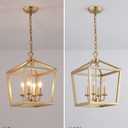 AMZASA Gold Lantern Chandelier Hanging Pendant Light Fixture 4-Lights for Kitchen Island Dining Room Hallway Entryway Foyer UL Listed