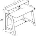 Furinno Simplistic A Frame Computer Desk, Black/French Oak Grey with Monitor Stand, A Frame Computer Desk, Office Desk, for Home Office, Bedroom, Study Room, Dorm, 32 inches