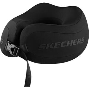 Skechers Neck Pillow for Traveling,Memory Foam Travel Neck Pillow for Airplane Travel Pillow for Flight Headrest Sleep, Portable Plane Accessories,Black, 1 Count