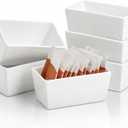 Elsjoy Set of 6 White Ceramic Sugar Packet Holders, 5 oz Porcelain Sweetener Packet Organizer, Sugar Bag Caddy Tea Packet Bowl for Countertop, Coffee Bar