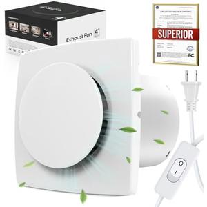 SLUELI 4 Inch Exhaust Fan with Switch Upgrade Bathroom Exhaust Fan ≤34dB Low Noise IPX4 Waterproof Household Ventilation Fan Easy Install on Wall Window Ceiling in Bathroom Kitchen Garage
