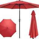 OLIXIS Patio Umbrella with Tilt and Crank Button & Sturdy Ribs Waterproof, Patio Table Umbrella Perfect for Poolside, Terrace, Beach and Outdoor Restaurant (9FT, Bright Red)