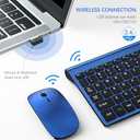 TopMate Wireless Keyboard and Mouse Ultra Slim Combo, 2.4G Silent Compact USB Mouse and Scissor Switch Keyboard Set with Cover, 2 AA and 2 AAA Batteries, for PC/Laptop/Windows/Mac - Blue Black