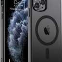 SUPFINE Magnetic for iPhone 11 Pro Max Case (Compatible with MagSafe) (Military Grade Drop Protection) Translucent Matte Shockproof Phone Cover, Black