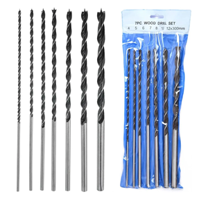 Long Brad Point Drill Bits 7Pcs 300 mm Wood Drill Bit Set Carbon Steel Spiral Twist Drill Bits for Hardwood Plywood Plastic