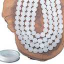 6mm Natural Matte White Jade Round Gemstone Frosted 120Pcs Bulk Loose Beads for Jewelry Making Bracelet with Stretch Beading Cord LPBeads