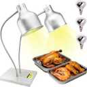 Commercial Head Food Heat Lamp, FUXULLACO Portable Electric Food Warmer 3-Bulb 550W Electric Warming Lights for Food Service Restaurant Buffet Kitchen (Silver)