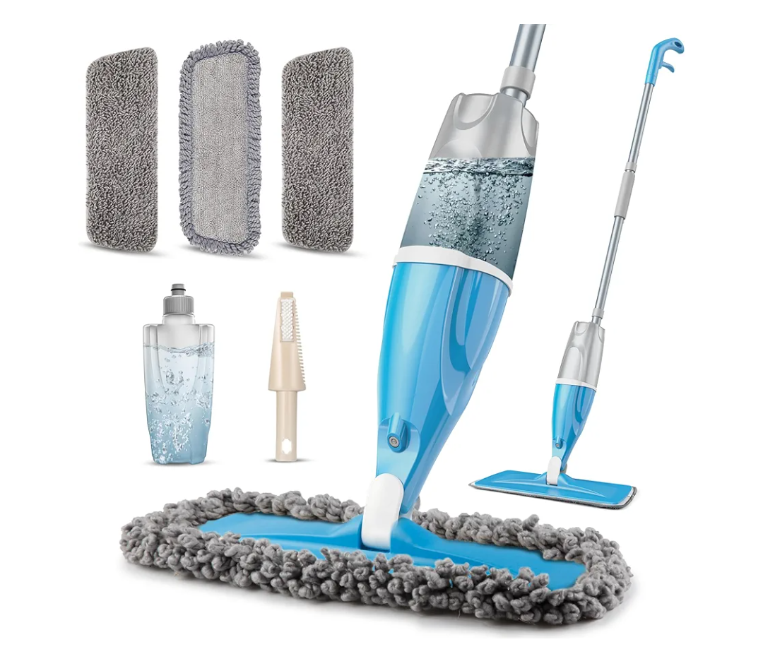 Spray Wet Mops for Floors Cleaning - EXEGO Refillable Floor Flat Mops with 3 Washable Pads for Swiffer Power mop - Home Commercial Dust Mop for Hardwood Laminate Ceramic Tile Wood Vinyl50+ bought in past month