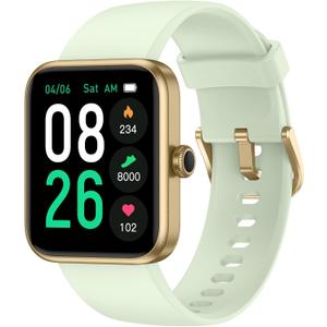 Smart Watch, Fitness Tracker, Heart Rate Monitor, Blood Oxygen, Sleep Tracking Fitness Watch 5ATM Waterproof Smartwatch for Men Women Pedometer Compatible with Android iOS (45mm, Light Green)
