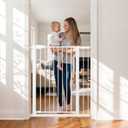 Fldofaves 42" Extra Tall Pet Gate for Cats and Dogs, Fits 29.5"-39" Wide Openings, Pressure Mounted Auto Close Cat Gate with Ultra Narrow Bar Spacing for Doorways, Stairs, Hallways(White)