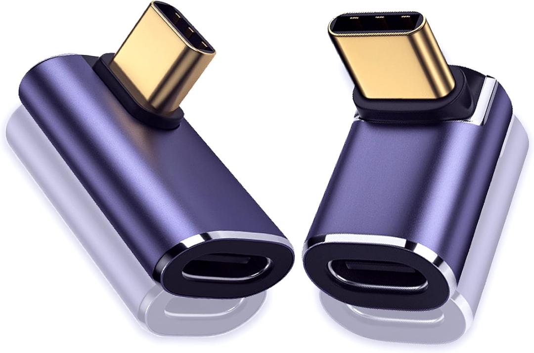 90 Right Angle USB C Male to Female Adapter 2 Pack, 40Gbps USB Type C Thunderbolt 4/3 Extender for MacBook, iPad, Tablet, Phones