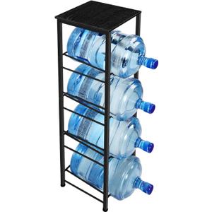 Smusei 5 Gallon Water Jug Holder Heavy Duty 4 Tier Water Bottle Holder with Storage Shelves Detachable Water Jug Rack for 5 Gallon, Water jug Stand Organizer for Office Living Room, Black