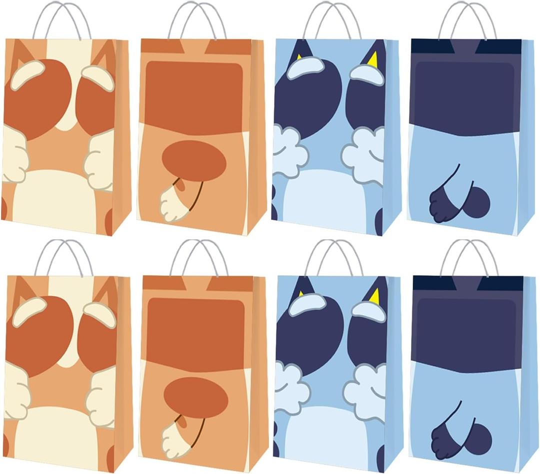 Adikoo Blue Dog Birthday Party Favor Bags 20 Pack,Cartoon Gift Bags Candy Bags for Kids Birthday Party Supplies Decorations