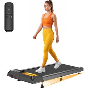 Walking Treadmill Pad Under-Desk with Incline - 2.5HP Home Running Pad LED Display Exercise Machine with Remote Control (Gold)