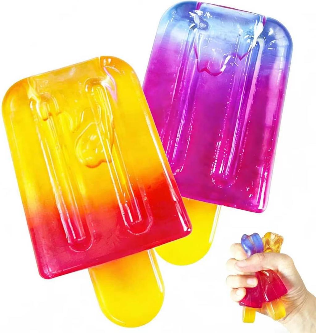 Ice Cream Squeeze Squishy, Slow Rising Sensory Fidget Toy, Soft & Stretchy Ice Cream Cone Squishy Pack for Stress Relief, Summer Sensory Toys Easter Basket Stuffers Party Favors for Kids Adults(2pcs)