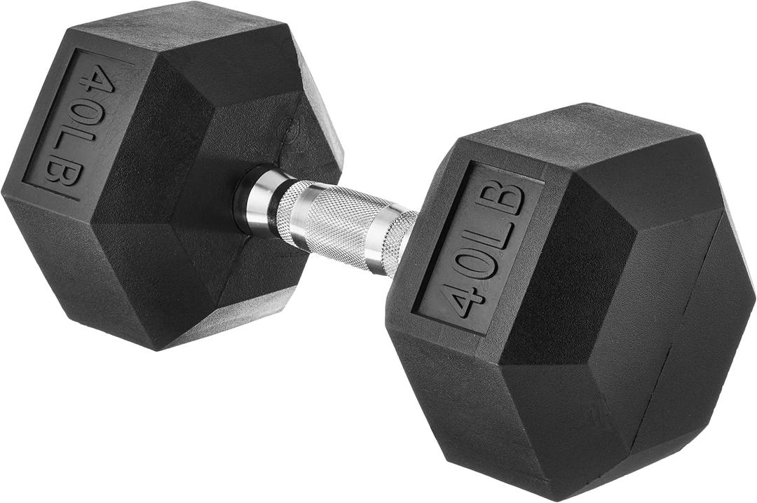 Amazon Basics Rubber Hex Dumbbell Hand Weigh, 40LB