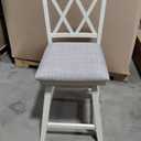 Home Brookline Swivel Bar Stool Chair with 360 Turn Mechanism, Rustic Farmhouse Stools for Kitchen Counter with Cushion, 24" Seat Height, Cream White Wood Finish with Grey Cushion