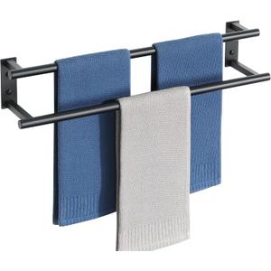 Alise Double Towel Bars for Bathroom,Wall Mount Towel Holder Towel Racks for Bathroom Lavatory,SUS304 Stainless Steel Towel Hanger Towel Rails,Matte Black,24 inch