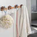 2 x Rustic Wooden Hat Hooks  Beech & Walnut Adhesive Wall Hooks for Hats, Damage-Free Installation, Multi-Purpose Holder for Keys, Scarves, Sunglasses  Space-Saving & Easy to Install (Set of 4)