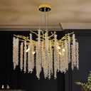 Modern Tree Branch Crystal Chandelier Luxury Gold Raindrop Pendant Lighting 23.6" Contemporary 8-Light Chandeliers for Dining Room Kitchen Bedroom Living Room