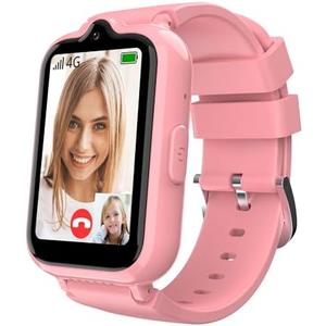 4G Kids Smart Watches Girls with GPS Tracker, Kids Cell Phone Watch with Video & Voice Calling Texting Alarm SOS Calculator Pedometer Camera School Mode Math Game, Smart Watch for Girls Age 6-15(Pink)