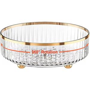 Rotating Skincare Makeup Organizer, 11" Round Lazy Susan, Turntable Vanity Organizers and Storage, Clear Large Spinning Cosmetic Perfume Display Cases (Clear)