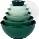 BoxedHome BPA Free Plastic Round Mixing Bowl with Lids, 12 Pack Nesting Bowls with Lids Set, Microwave and Dishwasher Safe Prep & Serving Bowls Great for Mixing, Baking, Serving (Green, 12pcs)