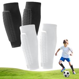 2 Pairs Soccer Shin Guards, Shin Guards Soccer Kids Youth Adult Calf Compression Sleeve with Honeycomb Pads Lightweight Calf Protective Gear for Football & Baseball Boxing MTB for Boys, Girls L