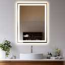 24"x32" LED Bathroom Mirror with Lights, Front & Backlit, 3 Colors Dimmable Lighted Bathroom Vanity Mirror, Anti-Fog, Memory Function, Shatter-Proof Tempered Glass (Square)