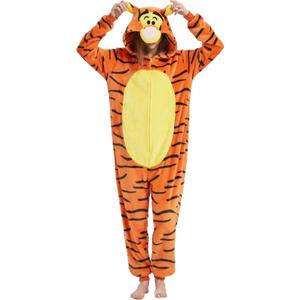 Yemnut Snug Fit Adult Unisex Onesie Cosplay Costume，One Piece Pajama Halloween Homewear Suit for Women and Men (X-Large, Tigger)