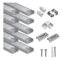 20-Pack 3.3ft/1Meter U Shape LED Aluminum Channel System with Milky Cover, End Caps and Mounting Clips, Aluminum Profile for LED Strip Light Installations, Very Easy Installation