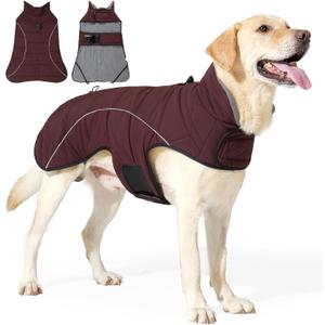 Dog Coats for Medium Large Dogs, Winter Puffer Jacket Waterproof, Warm Fleece Dog Vest with D-Ring, Drawstring & 2 Hidden Elastic Bands, Quilting Large Pet Warm Jackets for Cold Weather, XL