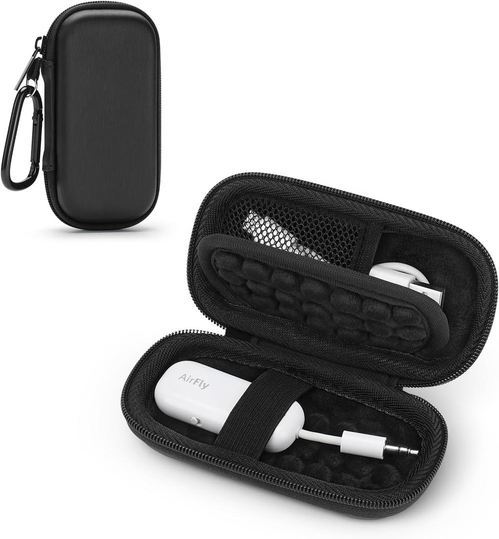 Hard Case for AirFly SE/Pro V2/Pro/Duo, Avantree Relay/1Mii Bluetooth Wireless Transmitter Receiver, Portable Airplane Travel Carrying Case Bag for USB Cable, Adapter, Memory Cards, U Disk(Only Case) (Black)
