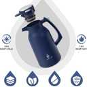 IDEUS Thermal Coffee Carafe 68oz (2,000ml), Stainless Steel Double Wall Insulated Vacuum Flask, Water Jug Coffee Server and Beverage Dispenser, Heat and Cold Retention (Navy Blue, 68oz (2,000ml))